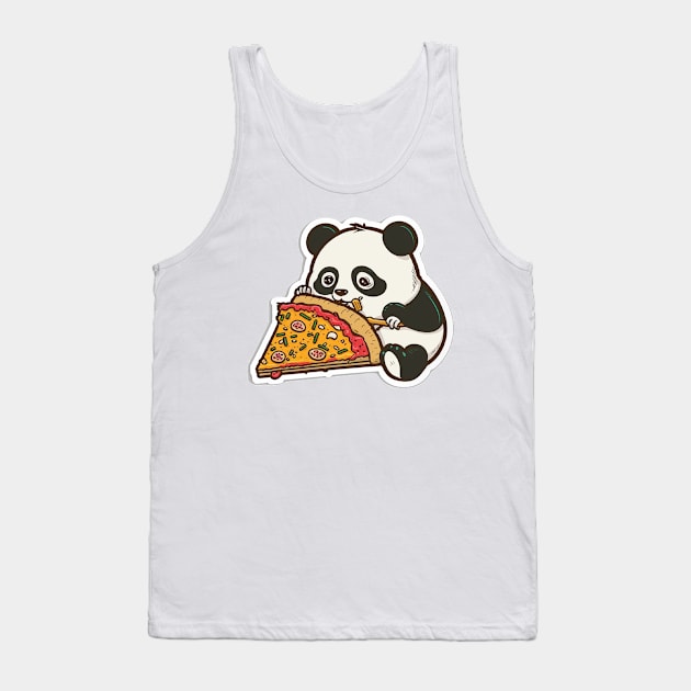 Cartoon Adorable Cute Panda Eats Pizza Tank Top by kiddo200